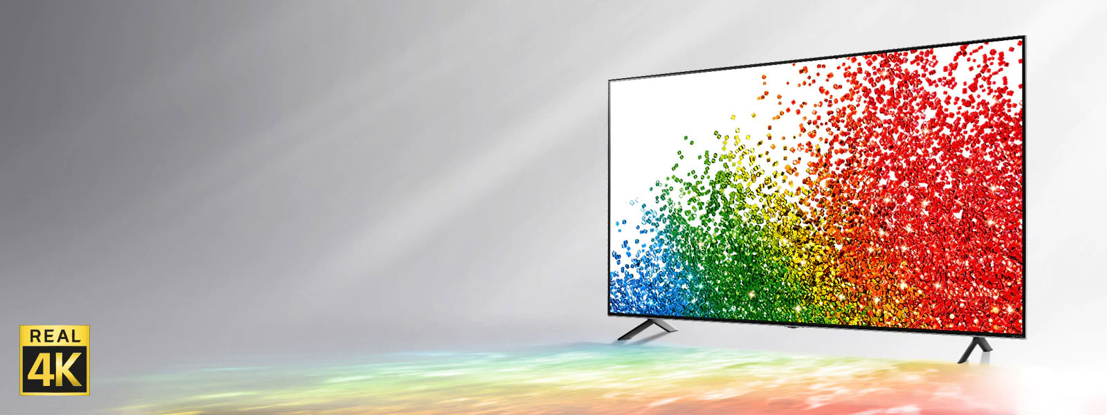 A person using LG TV AR app on a phone and a QR code which links to LG TV AR (http://www.lgtvism.com/lgtvar)